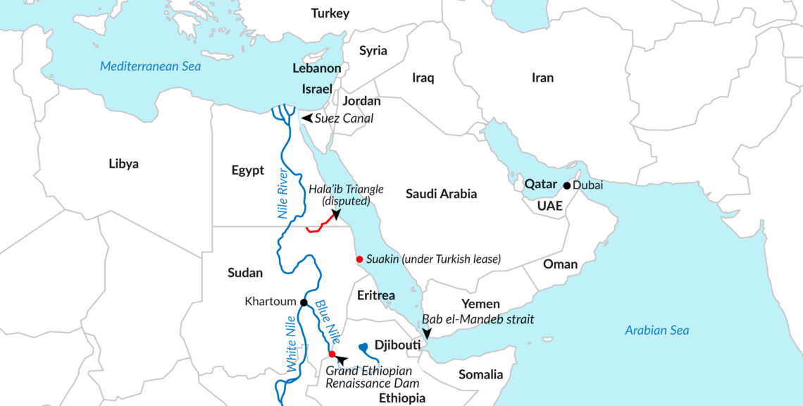 A map of the Red Sea region