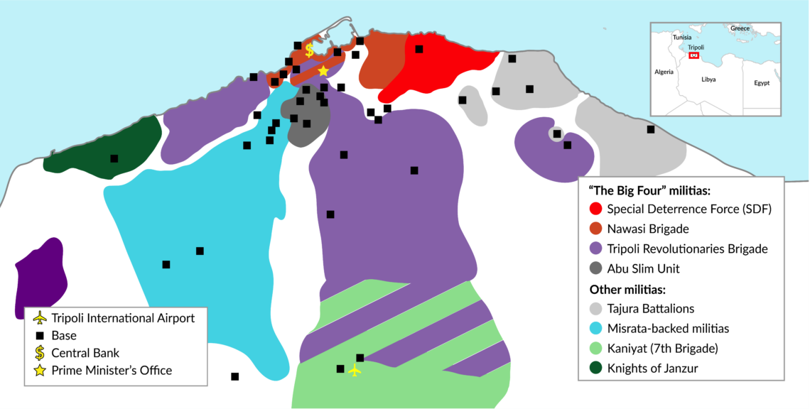 Map of militia zones of control in Tripoli, Libya