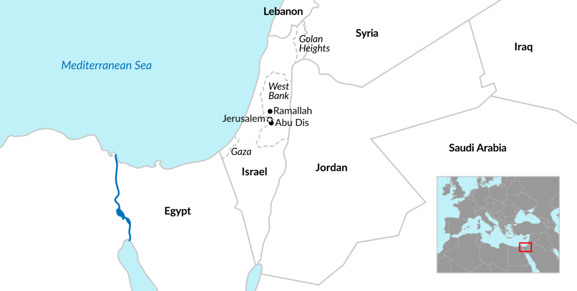 A map of Israel and the Palestinian territories