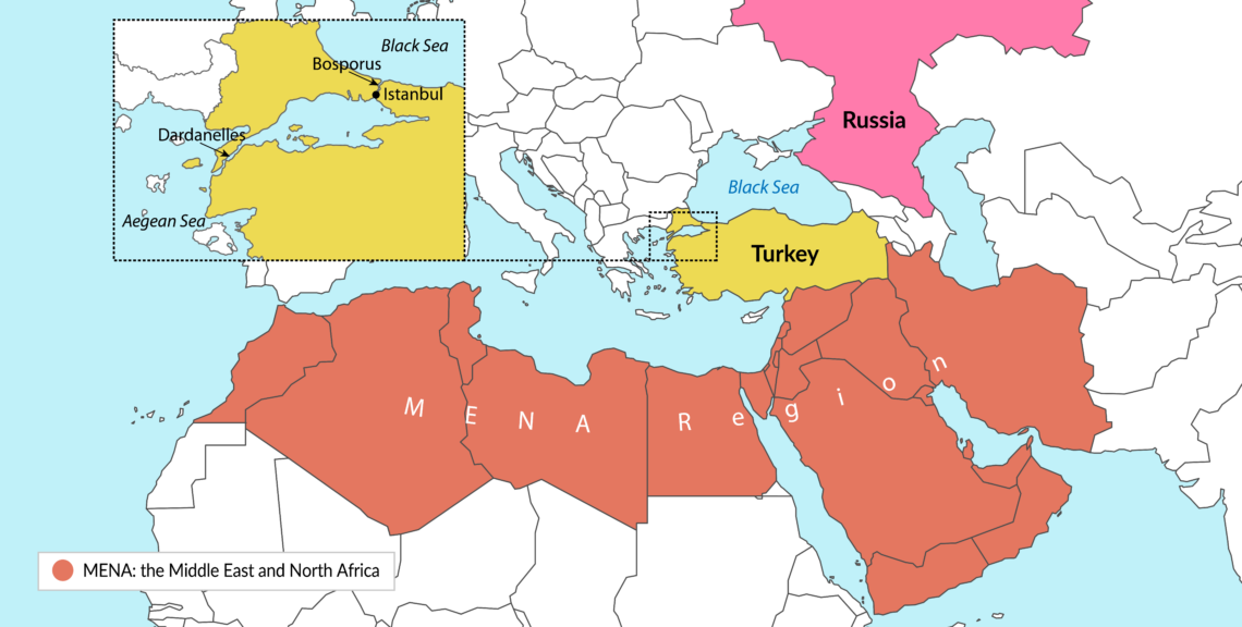 Map of MENA region and Turkey