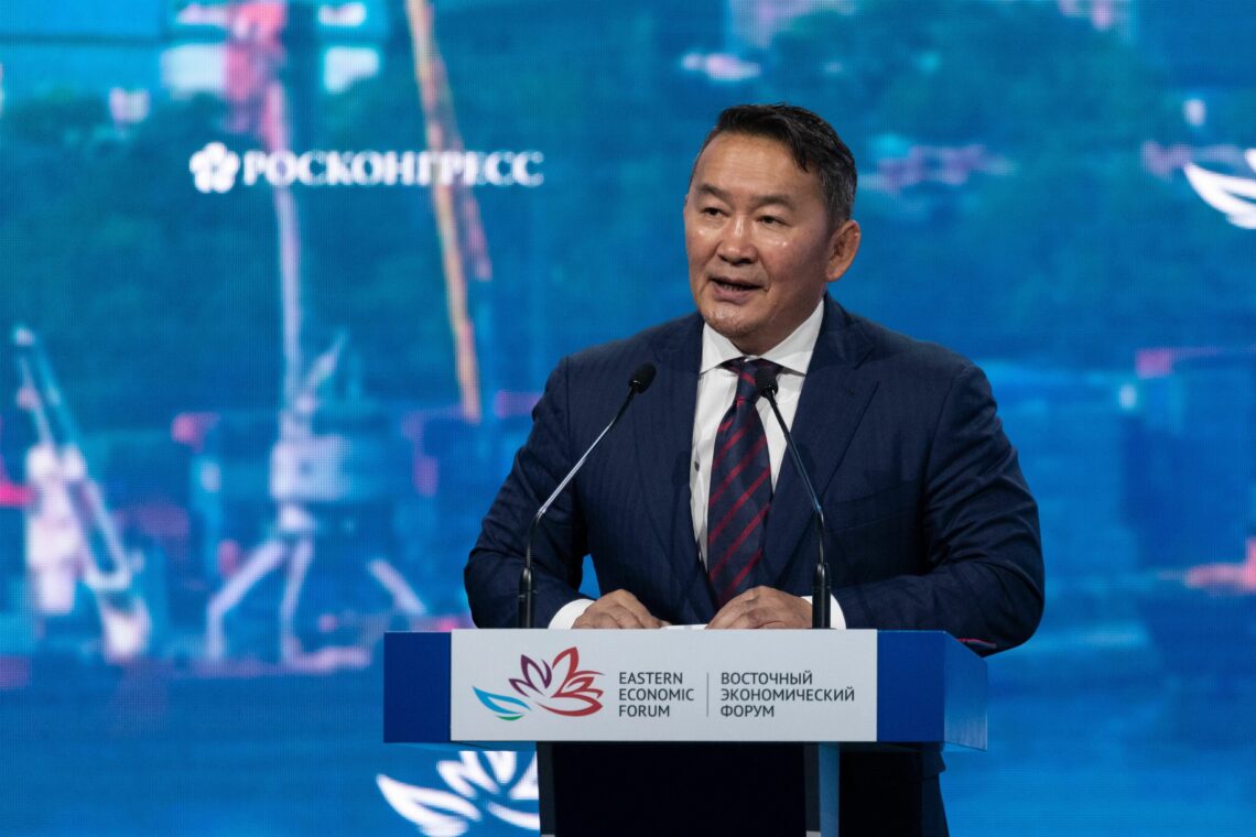 President Khaltmaagiin Battulga at the Eastern Economic Forum in Vladivostok, September 2019