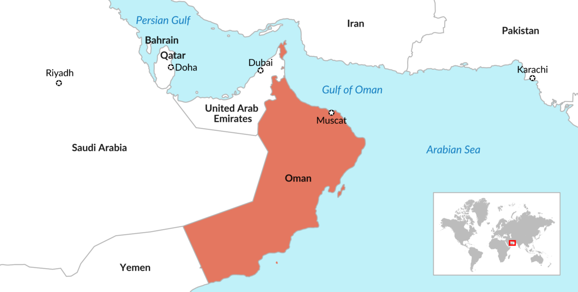 Map of Oman and surrounding countries