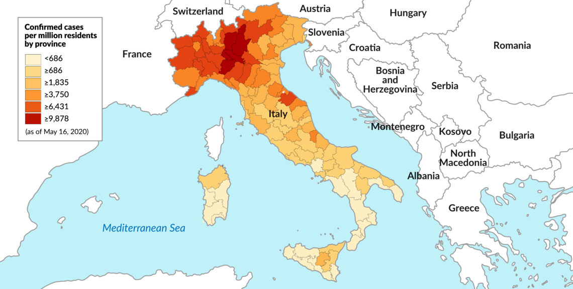 The spread of the coronavirus in Italy