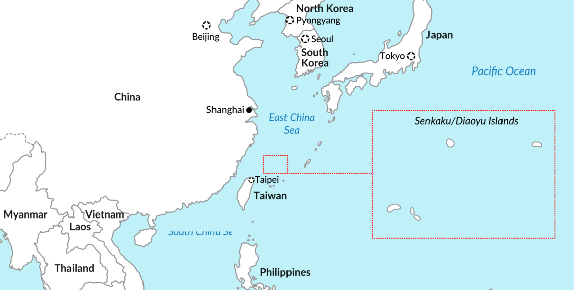 A map of Northeast Asia, with the Senkaku Islands