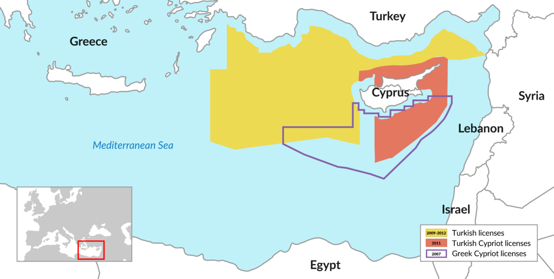 A map of the offshore territory claimed by Turkey