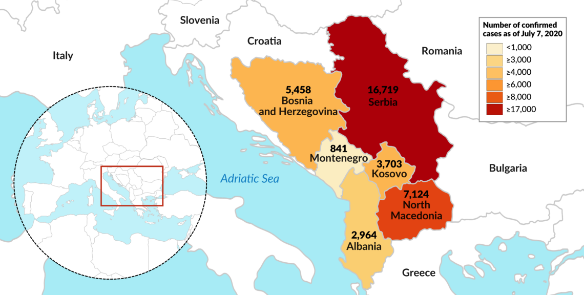 A map of Covid-19 cases in the Western Balkans