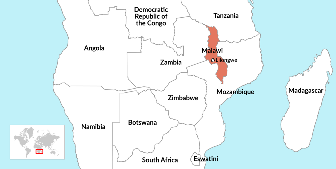 A map of Malawi and Southern Africa