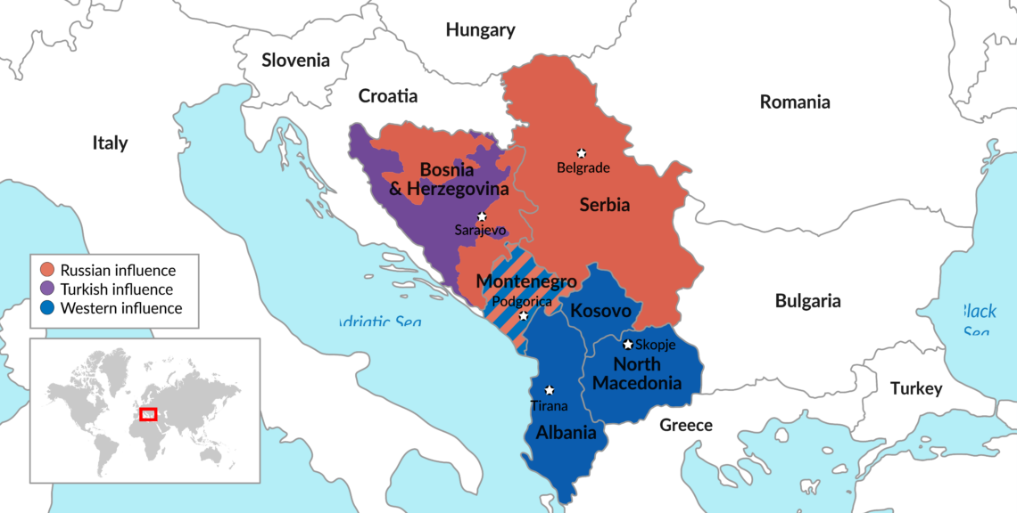Map of Russian and Turkish spheres of influence in the Balkans