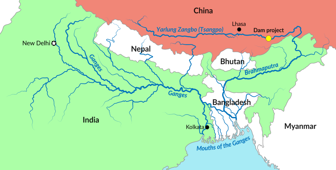 Map of the Yarlung Tsangpo River area