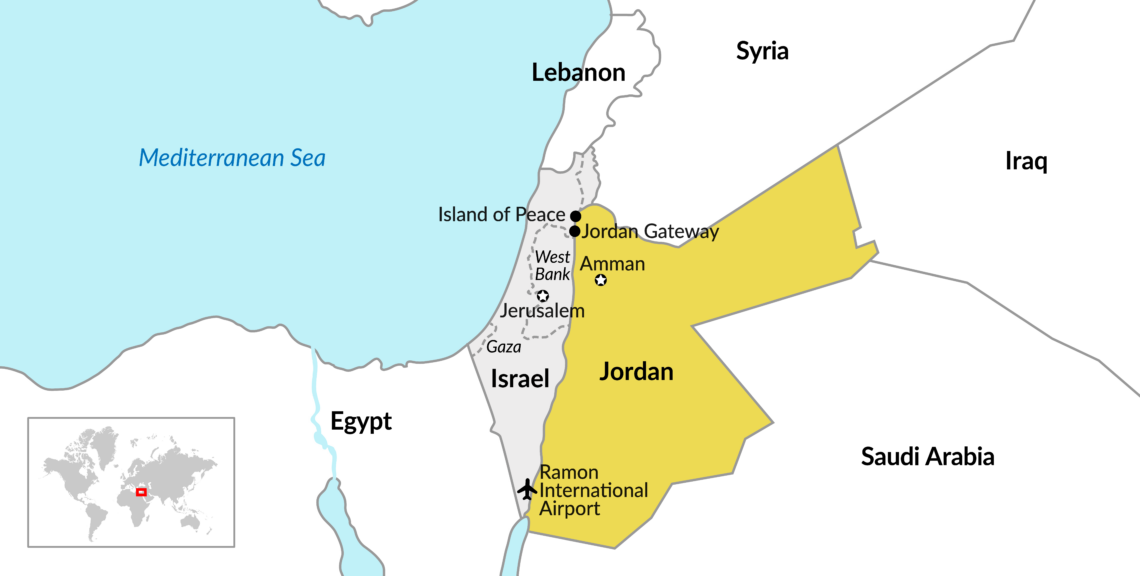 Map of Jordan and Israel