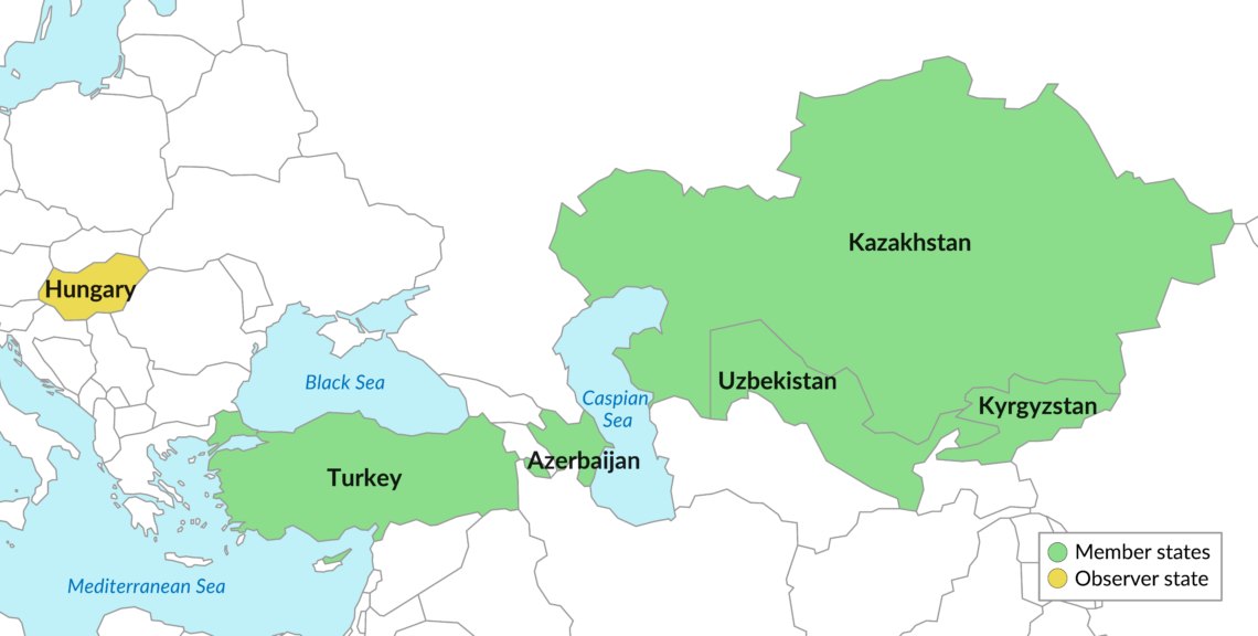 Map of Turkic Council member states