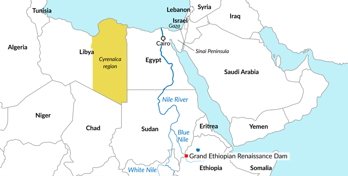 A map of Egypt and the surrounding region Israel-Hamas conflict