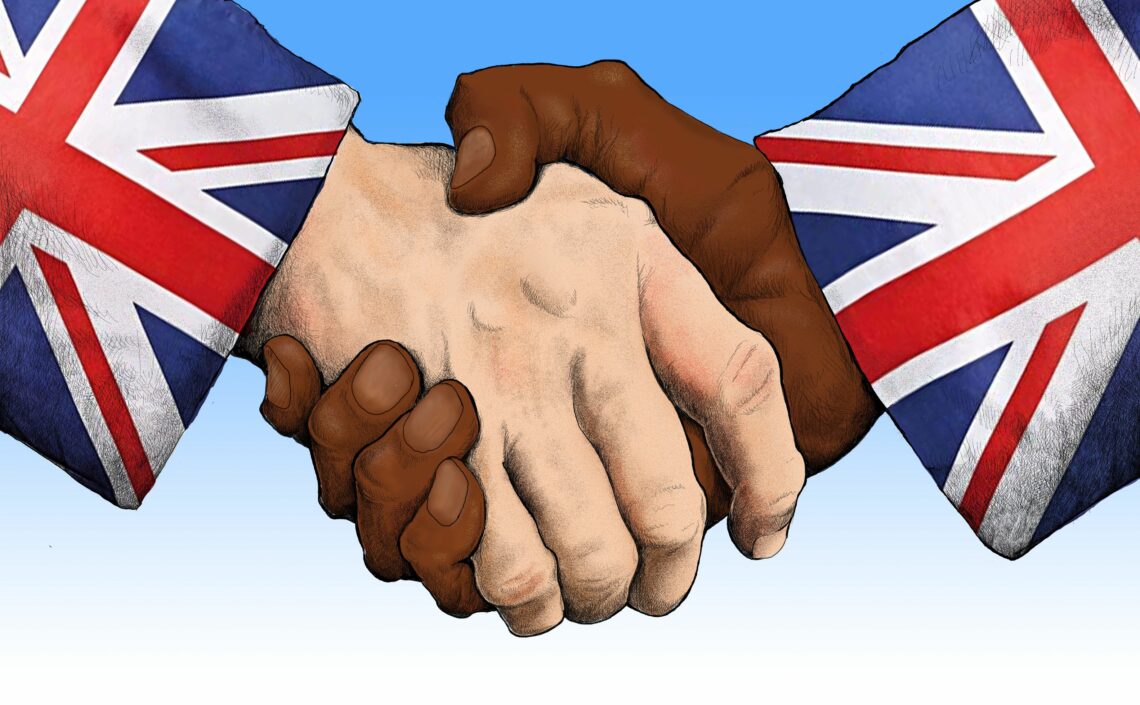 A multiethnic handshake