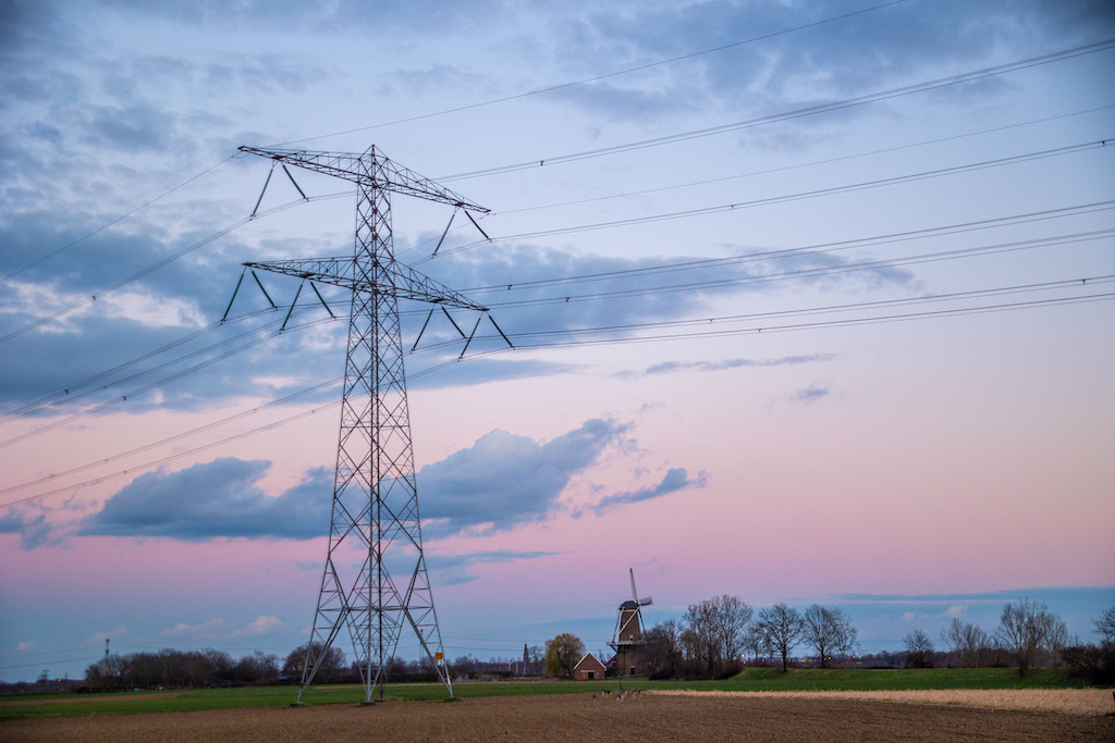 High-voltage electricity pylons of the Netherlands’ power grid