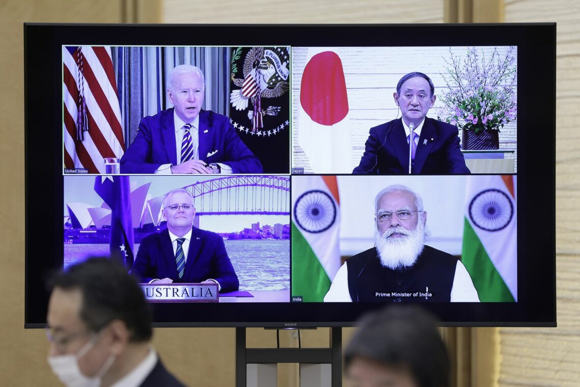 Leaders of the Quad during a March 2021 videoconference.