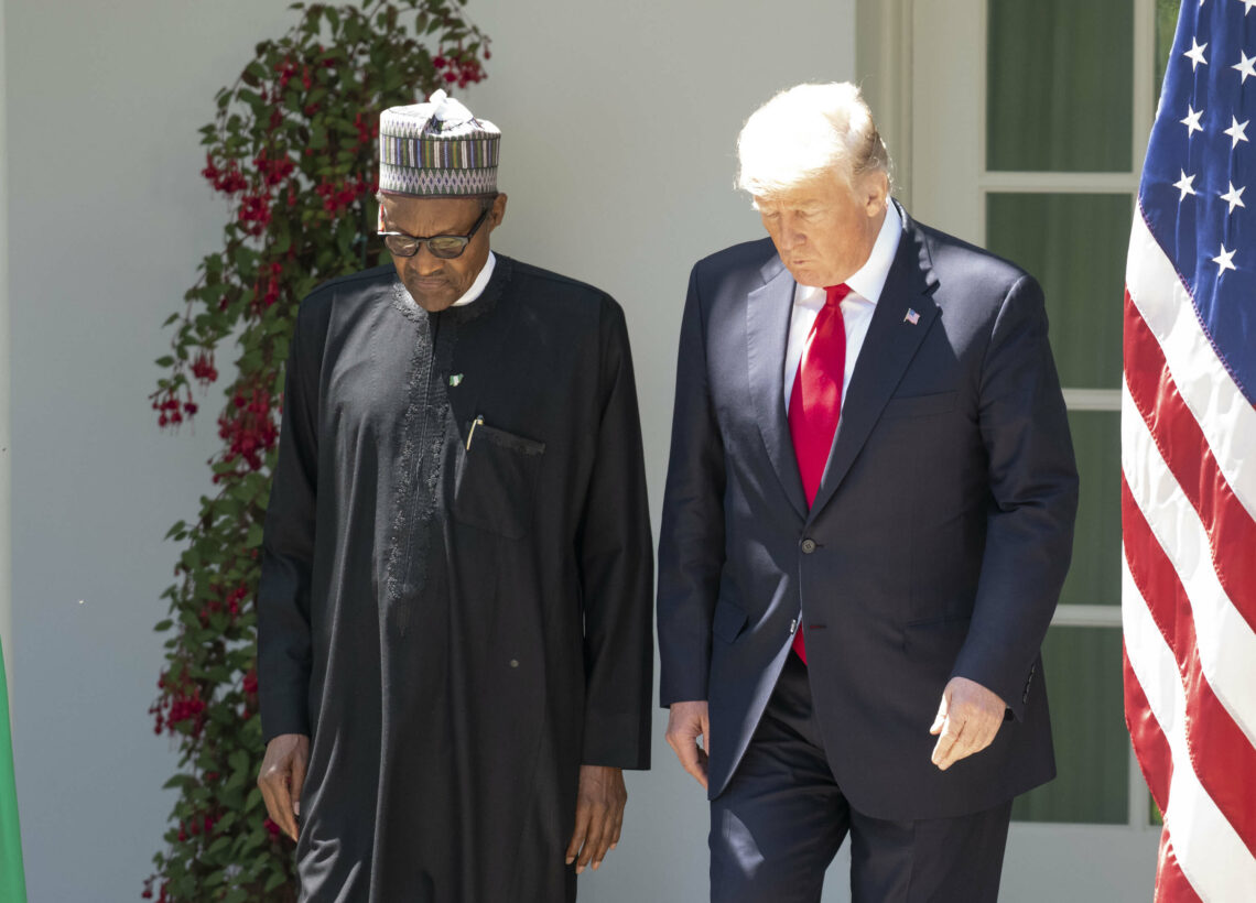 United States President Donald J. Trump and Nigerian President Muhammadu Buhari in Washington in April 2018