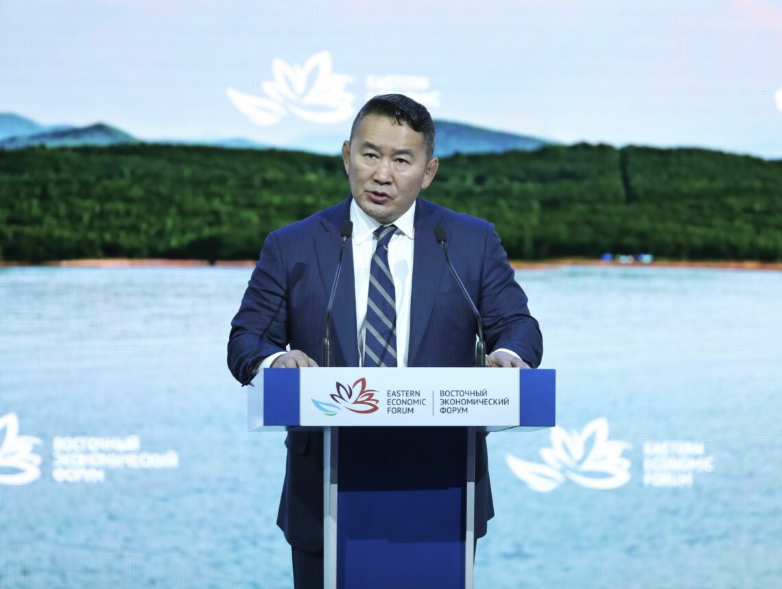 Mongolian President Khaltmaa Battulga in Vladivostok on Sept. 12, 2018.
