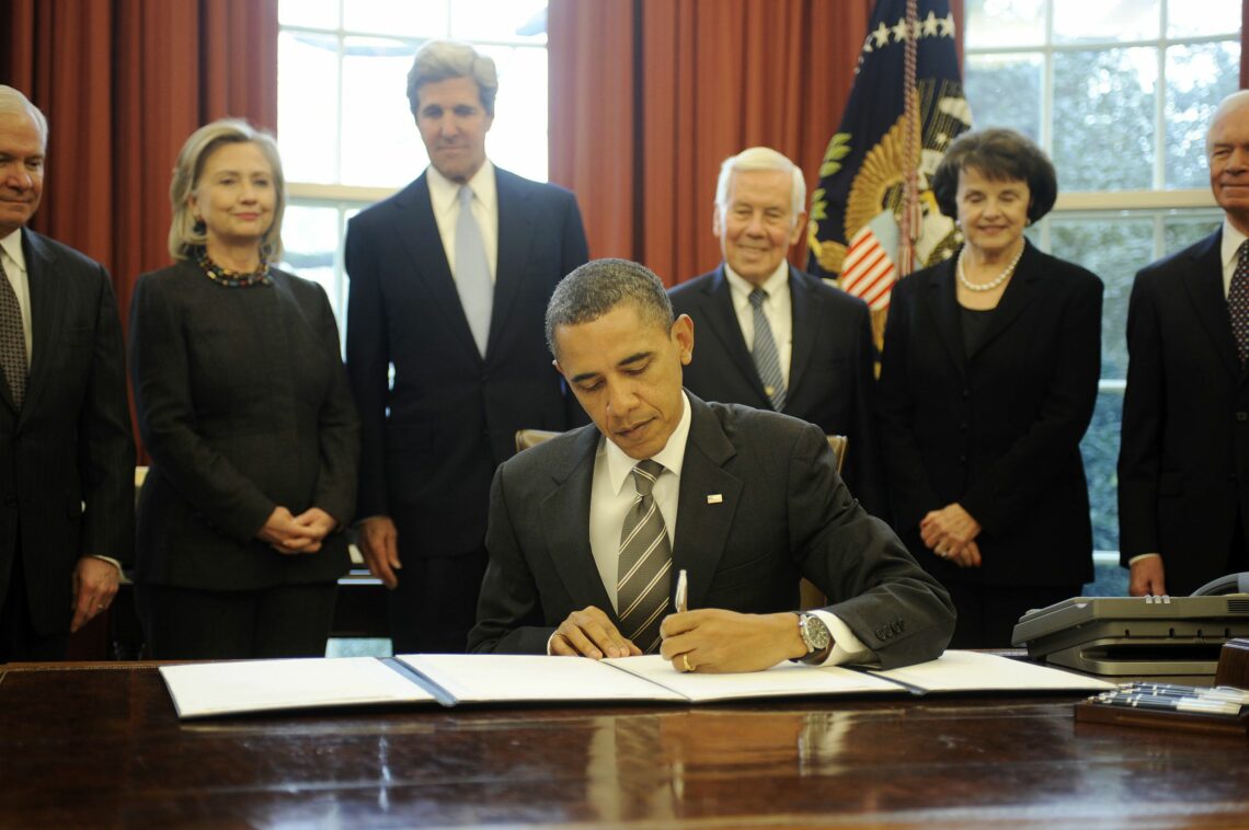President Barack Obama signing the New START Treaty