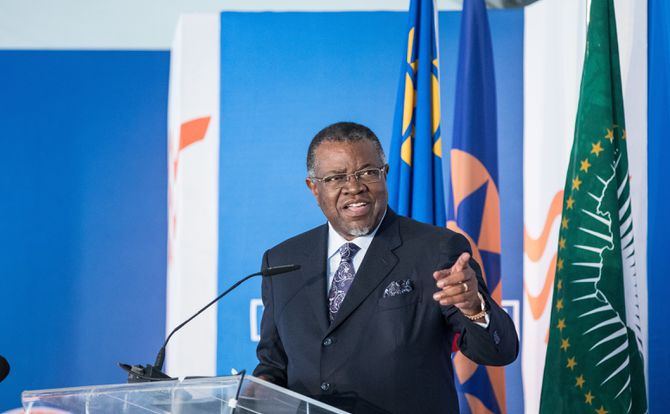 A photo of Namibian President Hage Geingob on Aug. 2, 2019