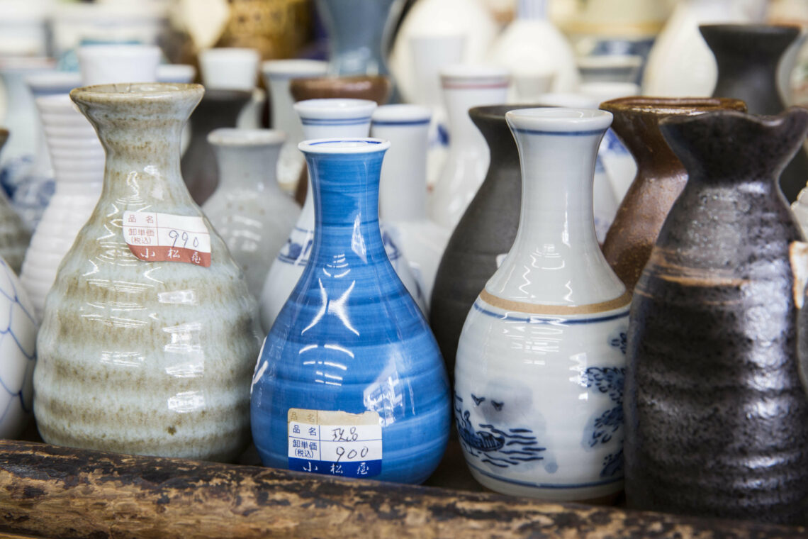 Japanese ceramics at a market in Tokyo