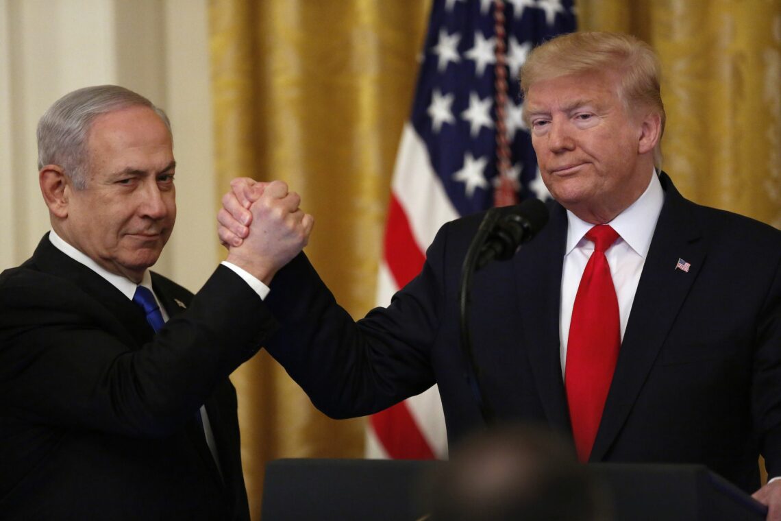 A photograph of Israeli Prime Minister Benjamin Netanyahu and U.S. President Donald Trump.