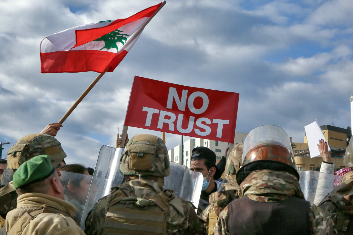 Anti-government protesters in Beirut, Lebanon