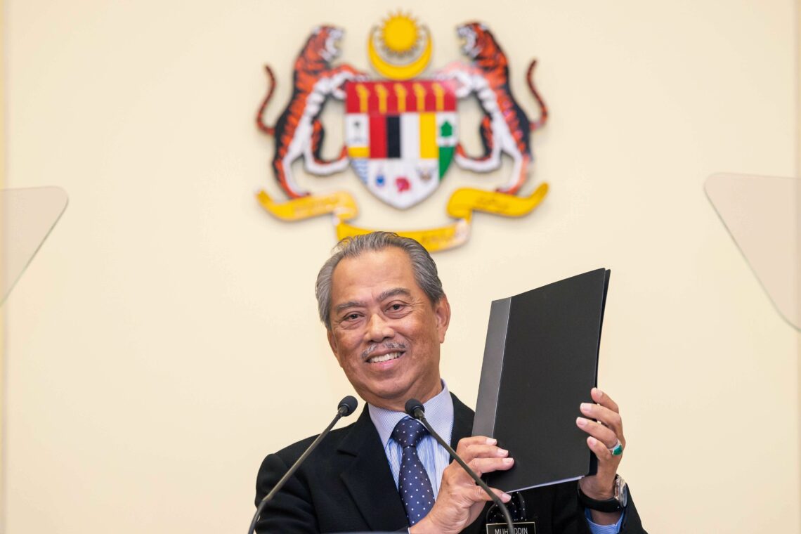 Muhyiddin Yassin during his first press conference as prime minister Malaysia elections Mohamad