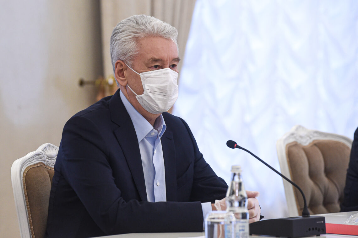 Moscow Mayor Sergey Sobyanin at a press conference