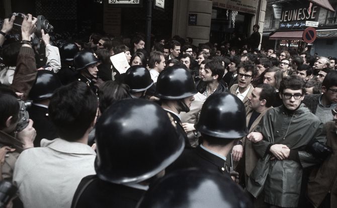 French students confront police on the streets of Paris in 1968