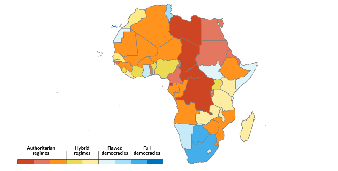 Map of African countries by democratic ranking Biden administration Africa