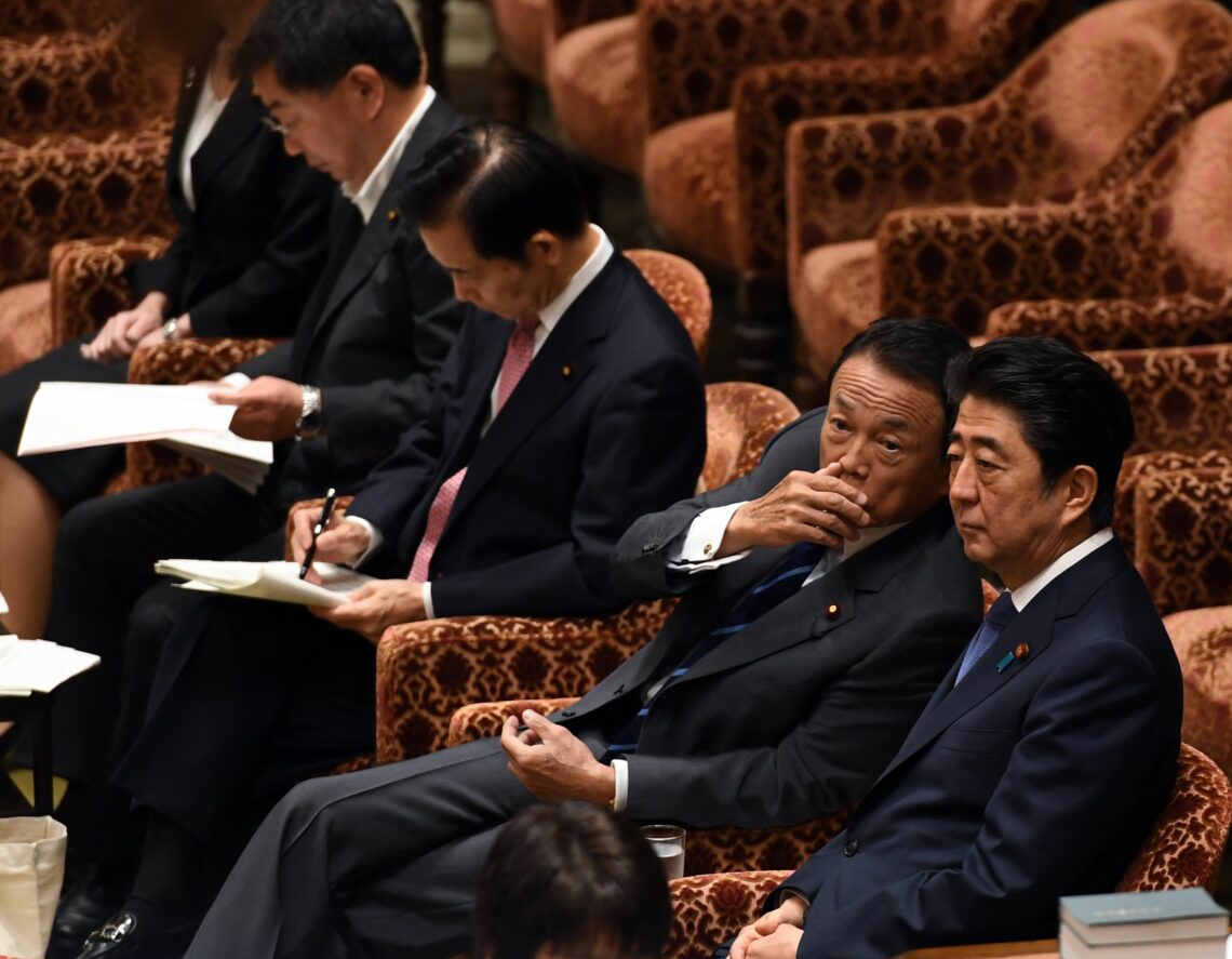 Japanese Finance Minister Taro Aso and Prime Minister Shinzo Abe