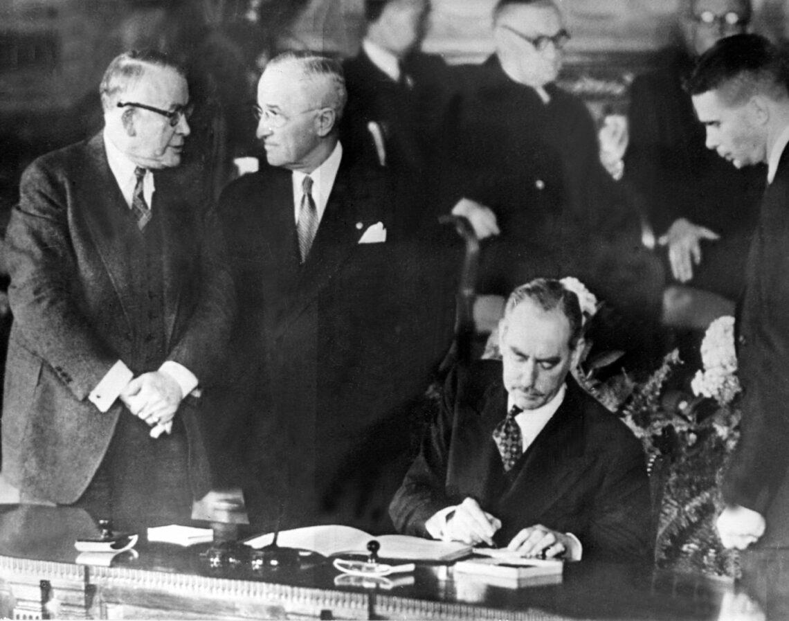 The signing of the North Atlantic Treaty