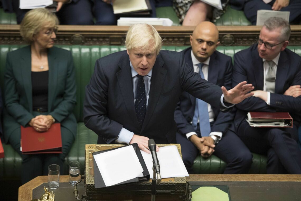 UK Prime Minister Boris Johnson speaks to Parliament