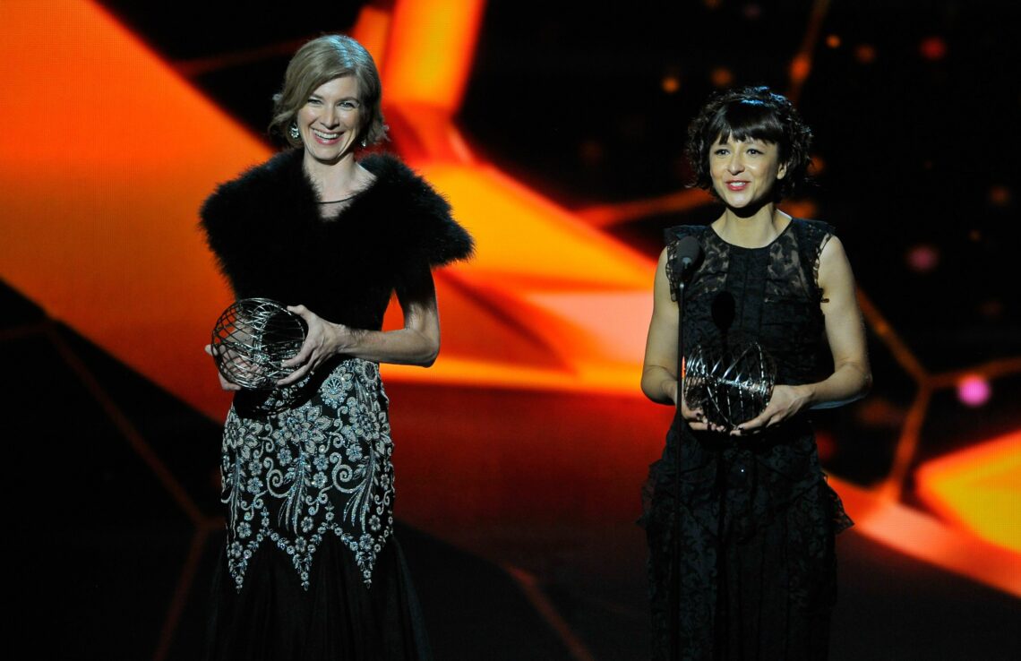 Dr. Jennifer Doudna and Dr. Emmanuelle Charpentier at the Breakthrough Prize Awards Ceremony in 2014