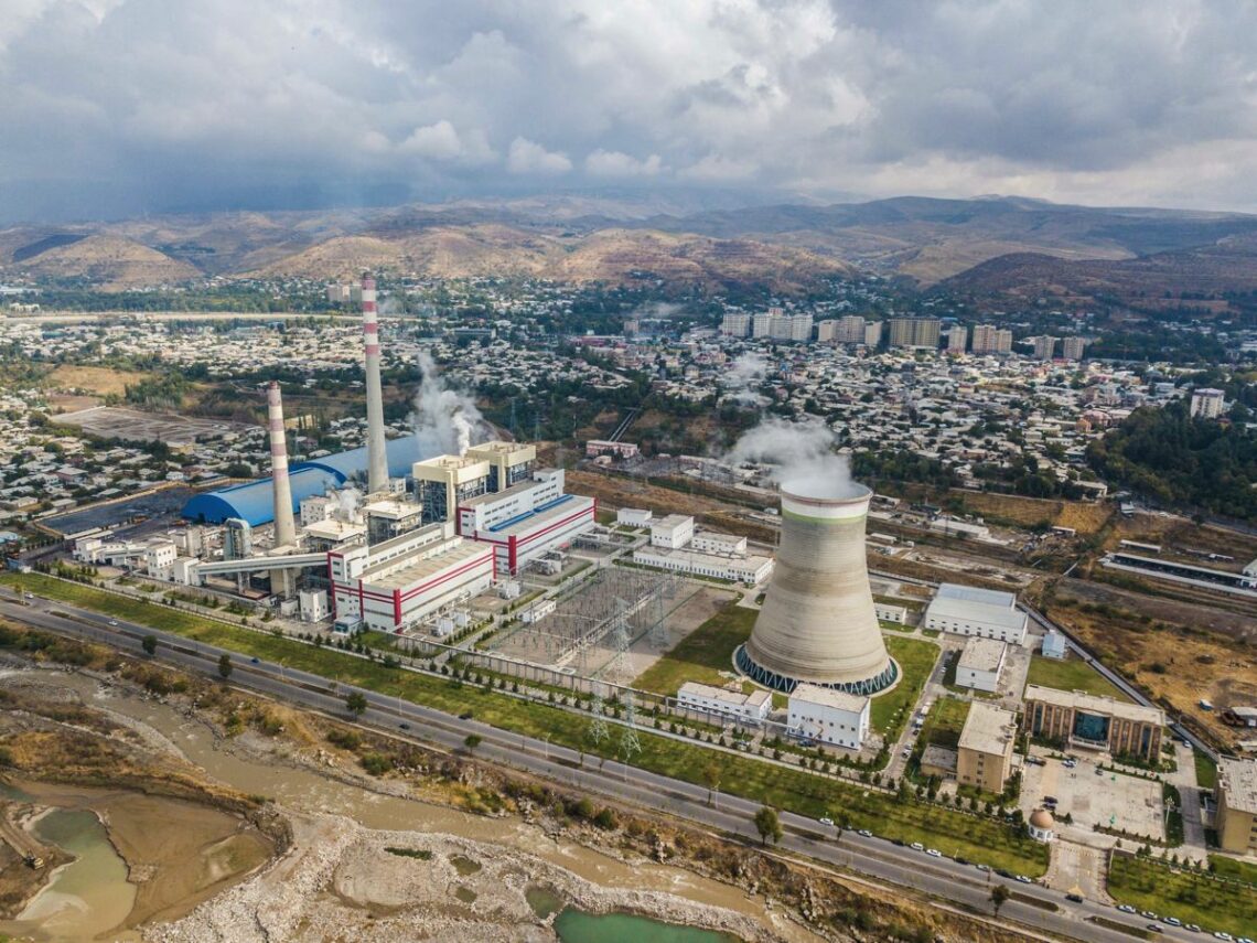 Aerial view of a Chinese-built heating and power plant in Tajikistan’s capital, Dushanbe
