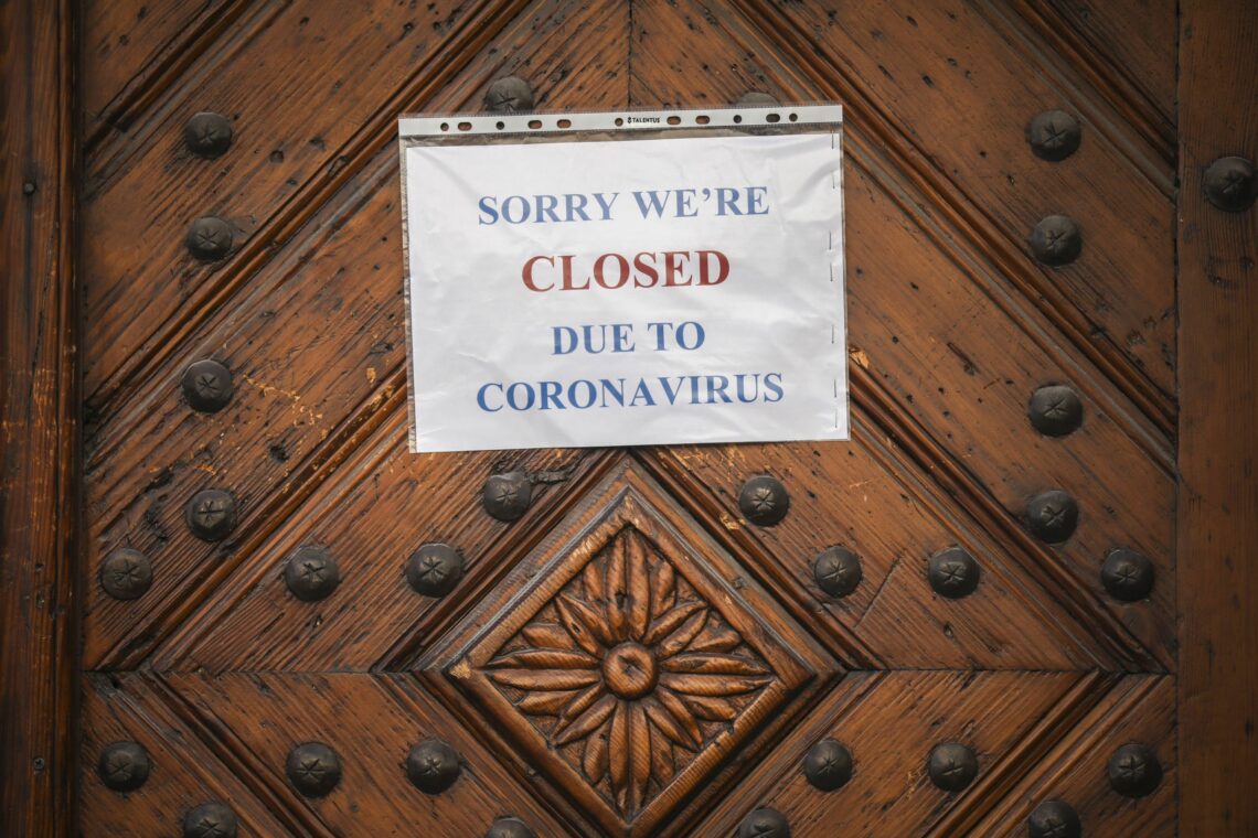 A shop closed due to the Covid-19 outbreak