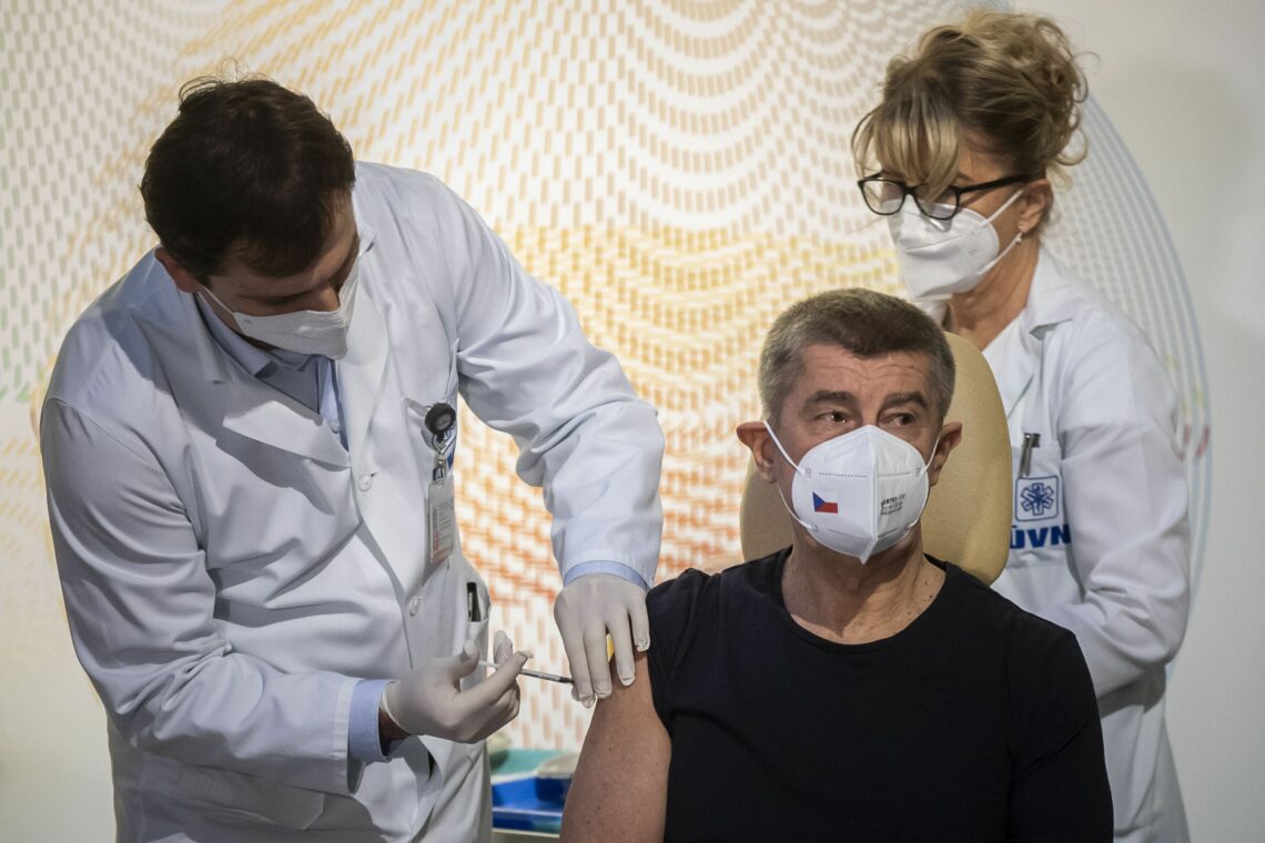 Andrej Babis receiving a vaccine
