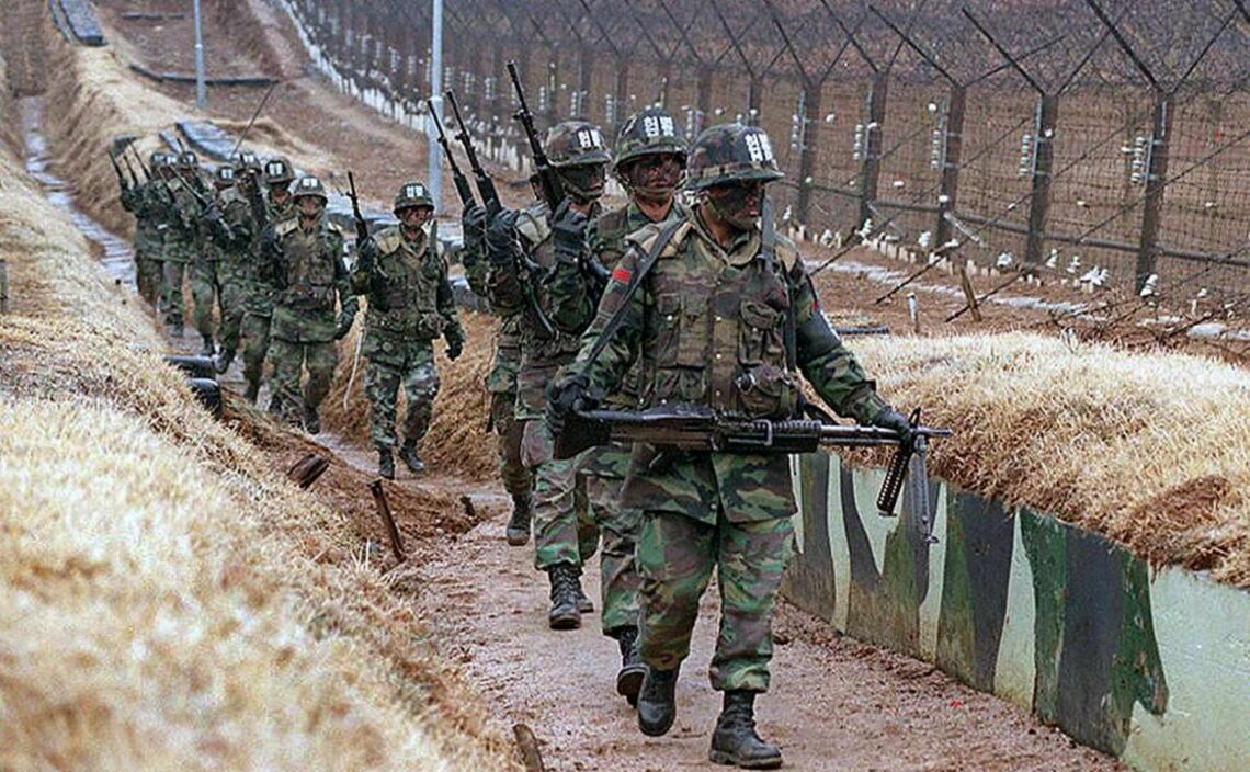 South Korean soldiers patrol the DMZ