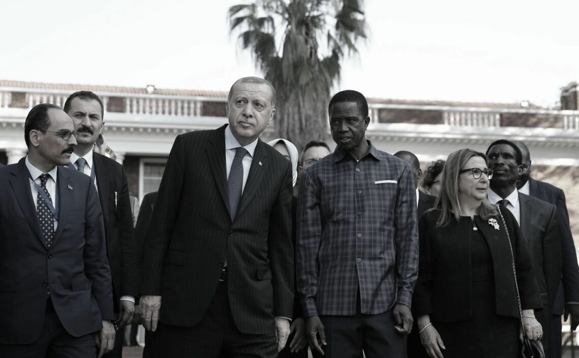 Turkish President Recep Tayyip Erdogan and Zambian President Edgar Lungu in Lusaka