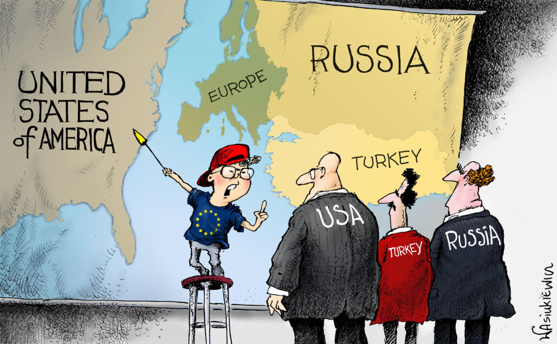 A cartoon that lampoons Europe’s arrogant habit of lecturing others