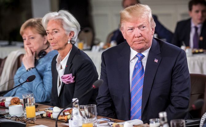 President Trump, Chancellor Merkel and IMF Chief Lagarde at the Quebec G7 summit U.S. security commitment