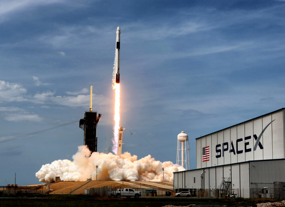The SpaceX Falcon 9 rocket, carrying astronauts Doug Hurley and Bob Behnken in the Crew Dragon capsule, lifts off from Kennedy Space Center, Fla., on Saturday, May 30, 2020.