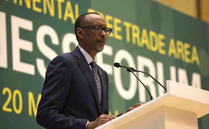 Rwanda’s President Paul Kagame signed a free trade agreement in his term as head of the African Union’s assembly