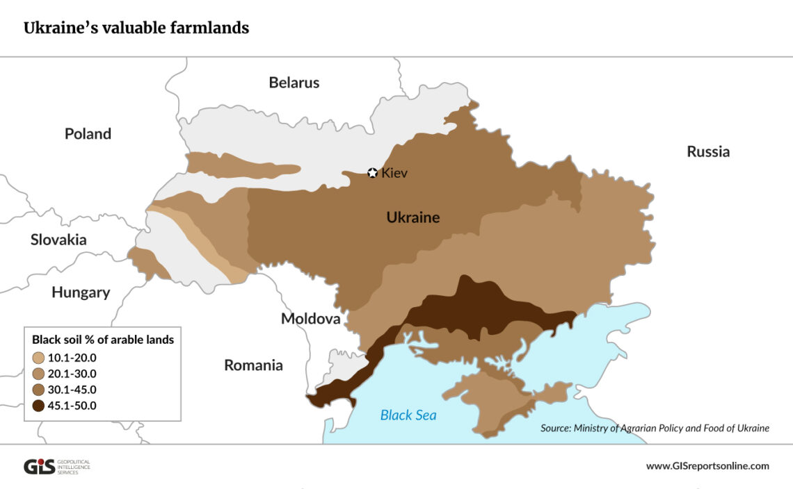 A map showing Ukraine’s best farmlands