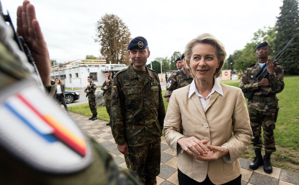 Former German defense minister visits a Baden-Wurttemberg military base in 2017