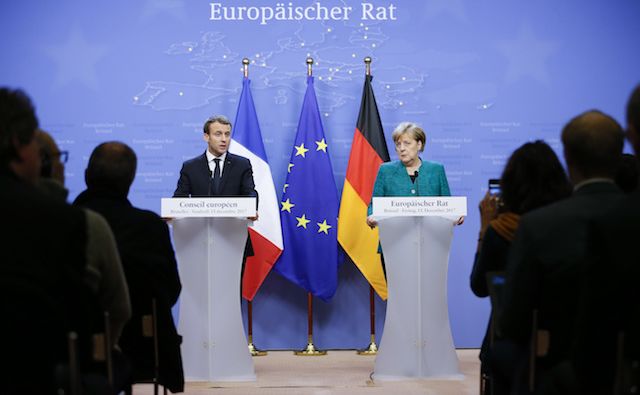 The chancellor of Germany and the president of France at a press conference in EU headquarters EU challenges