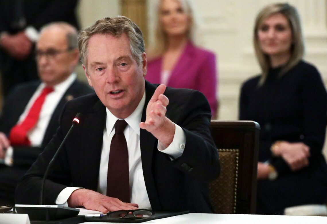 U.S. Trade Representative Robert Lighthizer speaks at a meeting in the White House