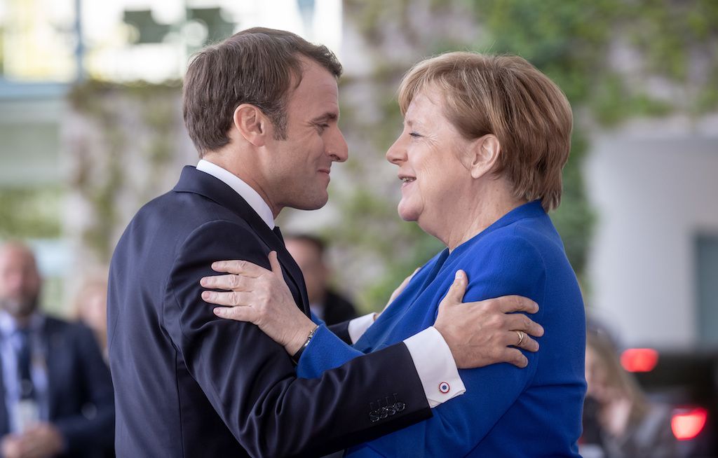 A picture of France’s and Germany’s top leaders embracing amicably