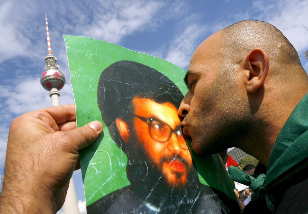 A picture showing a Hezbollah loyalist in Germany