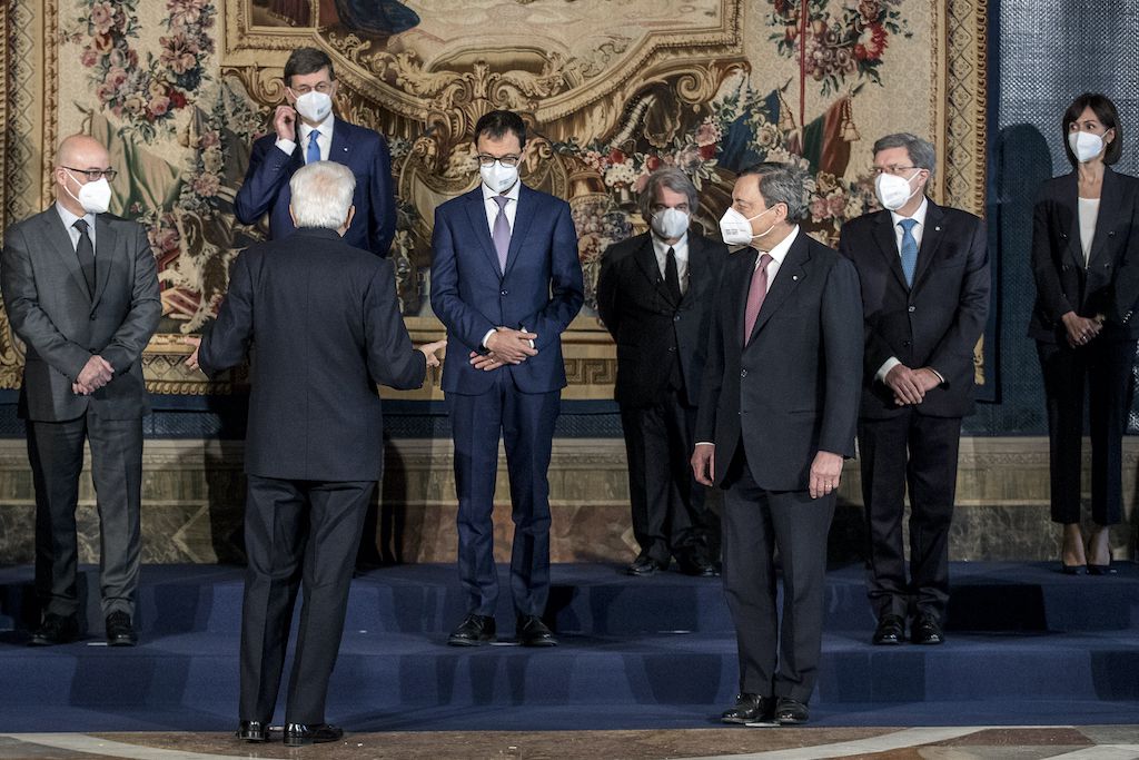 A picture showing Italy’s president, prime minister and some members of the country’s new cabinet
